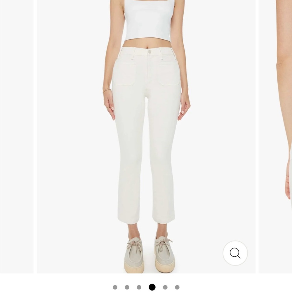 Mother Jeans-The Hustler patch pocket flood jeans color- cream puffs